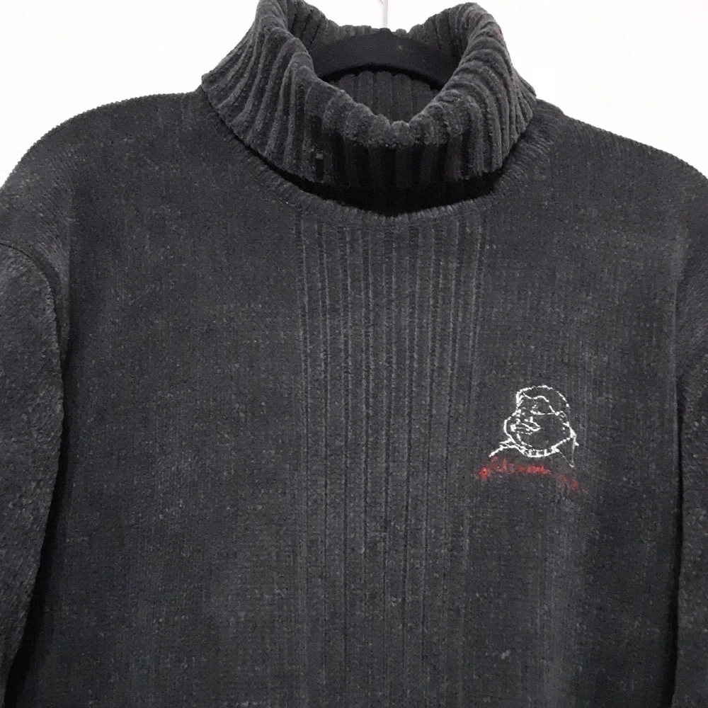 Vintage FUBU sweater pullover men M chenille turtleneck gray y2k soft Retro cozy